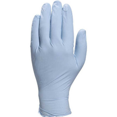RĘKAWICE JEDNORAZOWE NITRYLOWE NIEPUDROWANE NIEBIESKIE 100 SZTUK 24 CM DO KONTAKTU Z ŻYWNOŚCIĄ