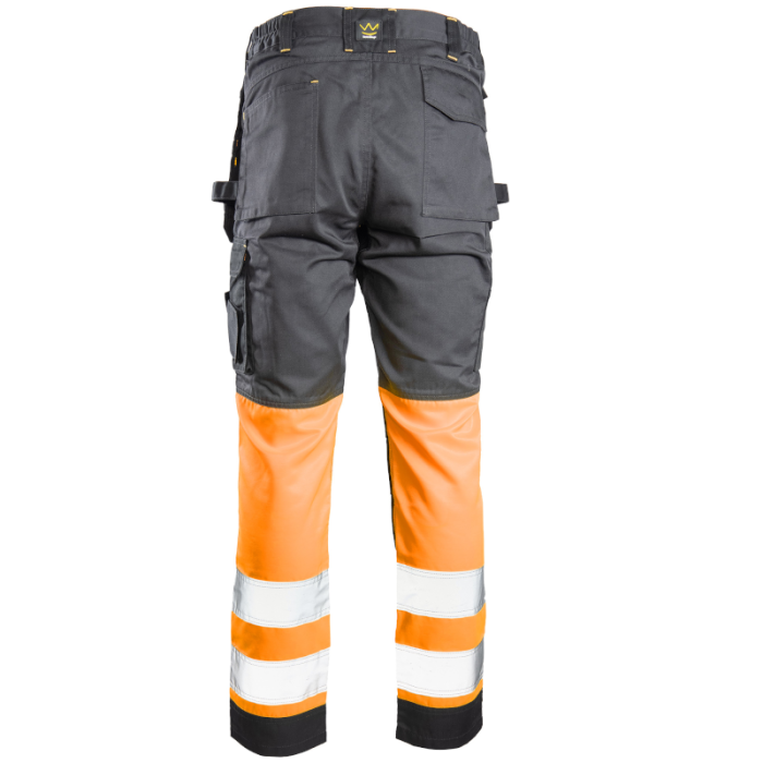 SPODNIE ROBOCZE POLSTAR SEVEN KINGS FLASH SKF01O KAT. 2 DO PASA OSTRZEGAWCZE STALOWO-POMARAŃCZOWE