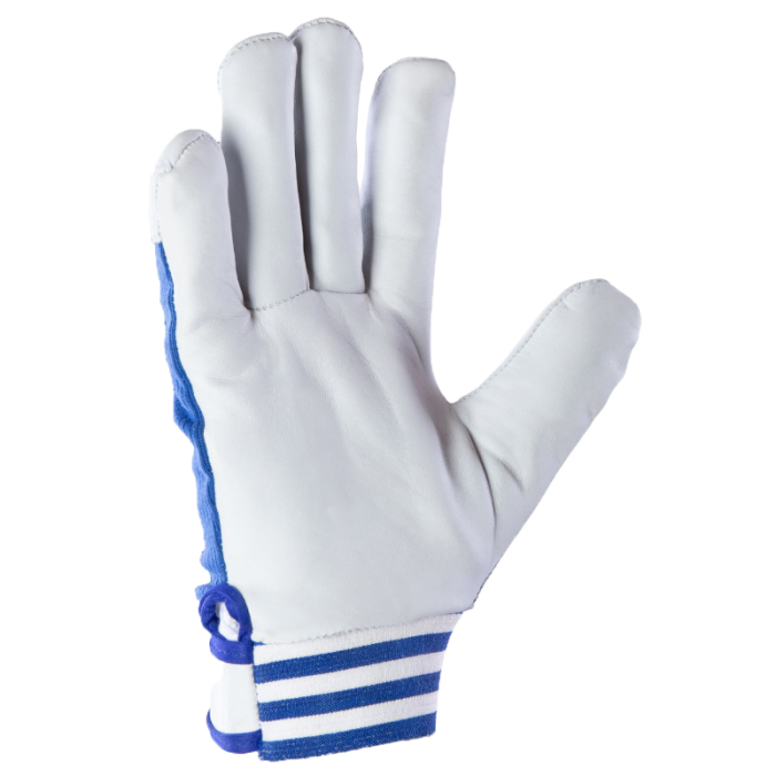 RĘKAWICE ROBOCZE POLSTAR CABRA BLUE KAT. II RSCB ZE SKÓRY LICOWEJ KOZIEJ WZMACNIANE NIEBIESKO-BIAŁE