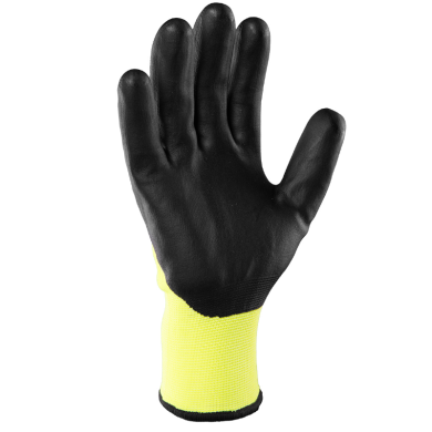 RĘKAWICE ROBOCZE OCIEPLANE POLSTAR COVENT SNOW RCSN Z DZIANINY POLIESTROWEJ POWLEKANE PIANKĄ NITRYLOWĄ ŻÓŁTO-CZARNE