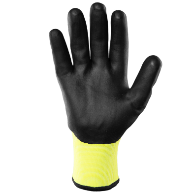 RĘKAWICE ROBOCZE OCIEPLANE POLSTAR COVENT SNOW RCSN Z DZIANINY POLIESTROWEJ POWLEKANE PIANKĄ NITRYLOWĄ ŻÓŁTO-CZARNE