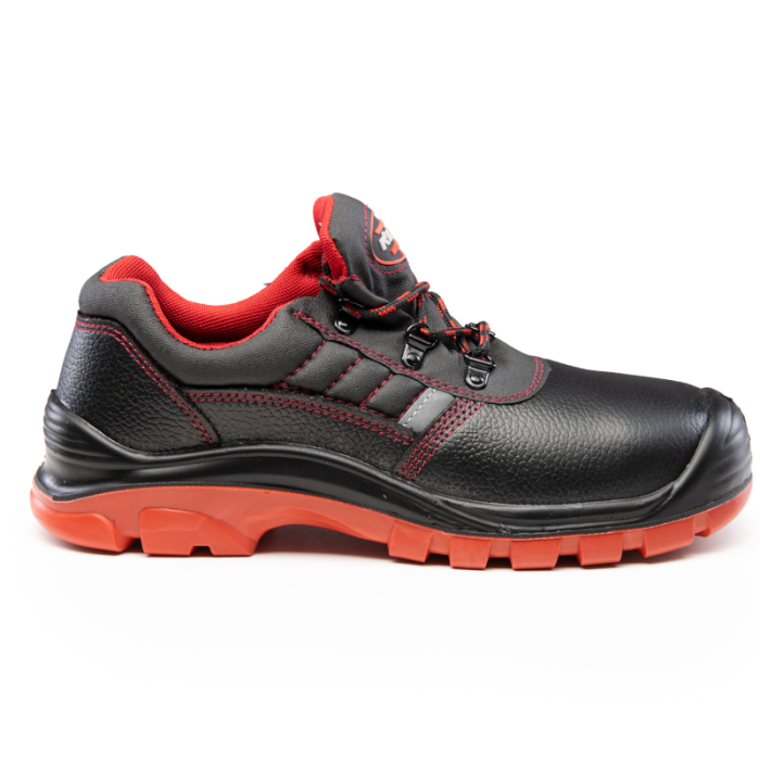 PÓŁBUTY ROBOCZE MAX-POPULAR BMRP S1 SRC ZE SKÓRY DWOINOWEJ CZARNO-CZERWONE