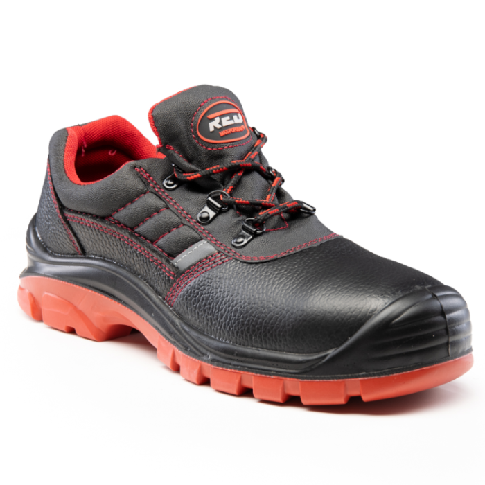 PÓŁBUTY ROBOCZE MAX-POPULAR BMRP S1 SRC ZE SKÓRY DWOINOWEJ CZARNO-CZERWONE