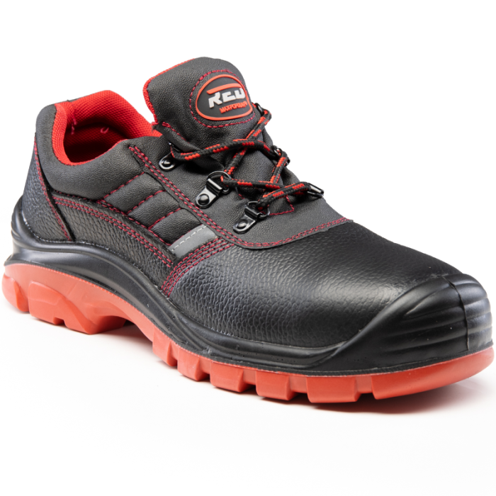 PÓŁBUTY ROBOCZE MAX-POPULAR BMRP O1 SRC ZE SKÓRY DWOINOWEJ CZARNO-CZERWONE