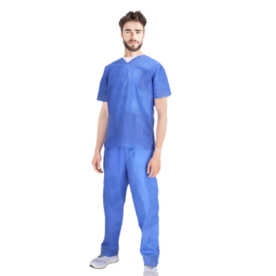 KOMPLET JEDNORAZOWY REIS VISIT-SET HIGIENICZNY BLUZA I SPODNIE NIEBIESKI