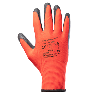 RĘKAWICE ROBOCZE POLSTAR KEY ACCOUNT VIP-ER RED KAT.2 RVRE POWLEKANE LATEKSEM CZERWONE