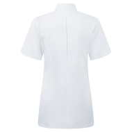 TUNIKA DAMSKA Z KRÓTKIM RĘKAWEM PORTWEST C824, ZATRZASKI, ZAMEK, BIAŁA