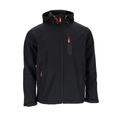 KURTKA ROBOCZA REIS ROBIN SOFTSHELL Z KAPTUREM CZARNO-CZERWONA
