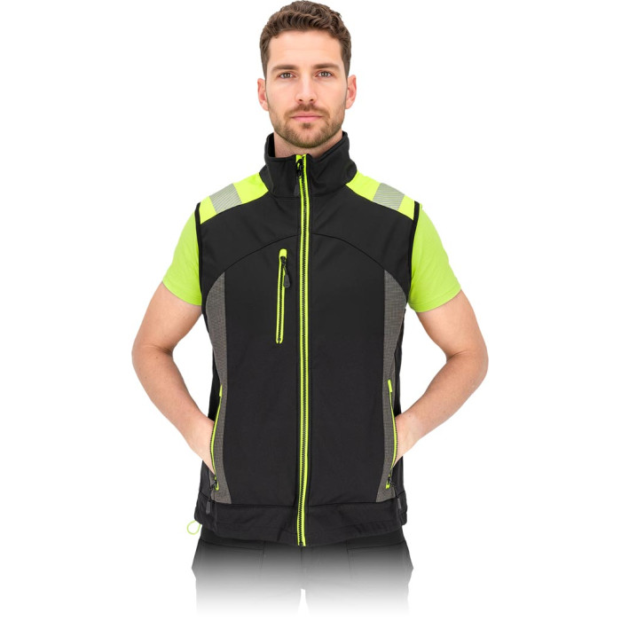 BEZRĘKAWNIK ROBOCZY LEBER&HOLLMAN LH-SHELLVEST ELEMENTY OSTRZEGAWCZE CZARNO-ŻÓŁTY
