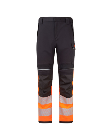 SPODNIE ROBOCZE PORTWEST MODAFLAME FR451 DO PASA TRUDNOPALNE OSTRZEGAWCZE POMARAŃCZOWO-CZARNE