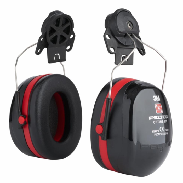 NAUSZNIKI PRZECIWHAŁASOWE NAHEŁMOWE 3M PELTOR OPTIME III 34DB H540P3E-413-SV CZARNO-CZERWONE