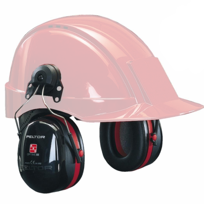 NAUSZNIKI PRZECIWHAŁASOWE NAHEŁMOWE 3M PELTOR OPTIME III 34DB H540P3E-413-SV CZARNO-CZERWONE