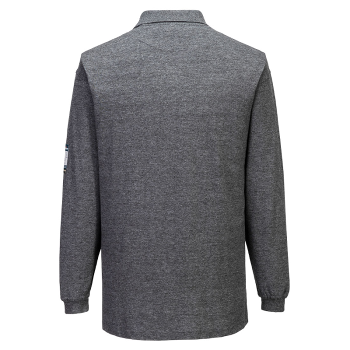 KOSZULKA POLO TRUDNOPALNA PORTWEST FR10 BLUZKA ANTYSTATYCZNA Z DŁUGIM RĘKAWEM SZARA