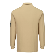 KOSZULKA POLO TRUDNOPALNA PORTWEST FR10 ROBOCZA ANTYSTATYCZNA Z DŁUGIM RĘKAWEM JASNOBRĄZOWA