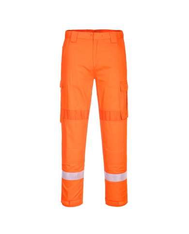 SPODNIE ROBOCZE PORTWEST FR40 DO PASA SPAWALNICZE ELASTYCZNE POMARAŃCZOWE