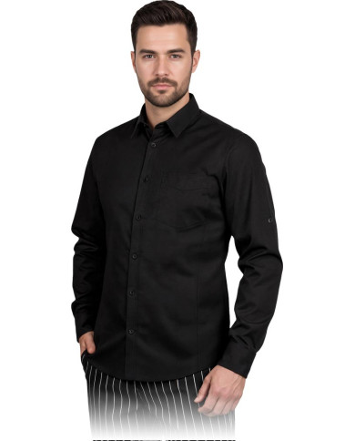 KOSZULA ROBOCZA REIS MĘSKA DO GASTRONOMII HOTELARSTWA DŁUGI RĘKAW CZARNA