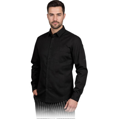 KOSZULA ROBOCZA REIS MĘSKA DO GASTRONOMII HOTELARSTWA DŁUGI RĘKAW CZARNA