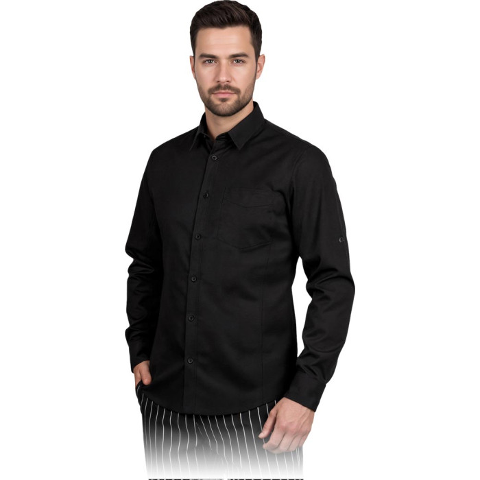 KOSZULA ROBOCZA REIS MĘSKA DO GASTRONOMII HOTELARSTWA DŁUGI RĘKAW CZARNA