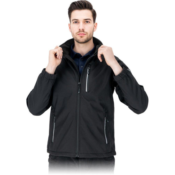 KURTKA ROBOCZA REIS LIGO SOFTSHELL Z ODBLASKOWYMI ELEMENTAMI CZARNA