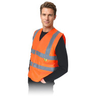 KAMIZELKA OSTRZEGAWCZA REIS OCHRONA ESD ODBLASKOWA NA RZEP POMARAŃCZOWA
