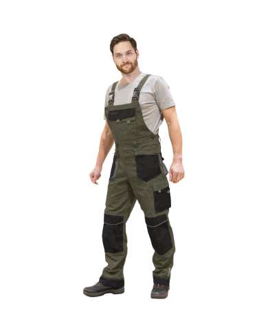 SPODNIE ROBOCZE LEBER-HOLLMAN LH-FMN-B OGRODNICZKI KHAKI-CZARNO-SZARE