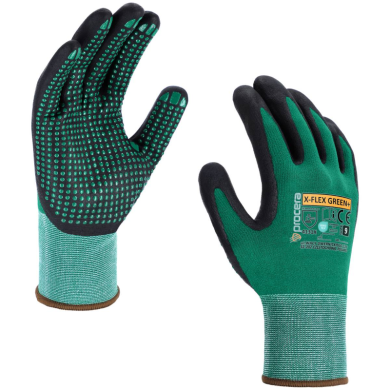 RĘKAWICE ROBOCZE PROCERA X-FLEX GREEN+ NAKRAPIANE POWLEKANE NITRYLEM ZIELONE