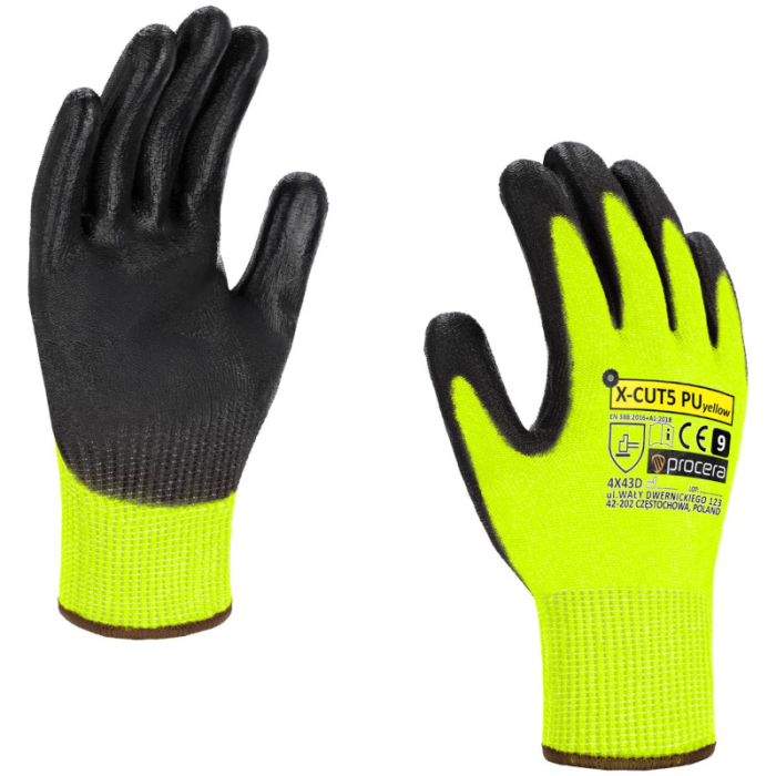 RĘKAWICE ROBOCZE PROCERA X-CUT5 YELLOW ANTYPRZECIĘCIOWE POWLEKANE PU ŻÓŁTE