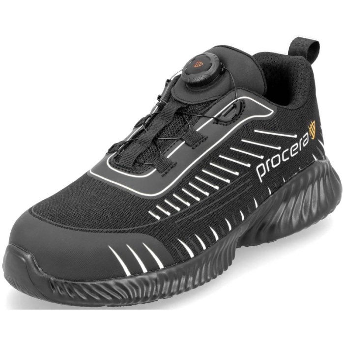 PÓŁBUTY ROBOCZE PROCERA LAROX SPIN S1P ZE STALOWYM PODNOSKIEM ODPORNE NA PRZEBICIE CZARNE