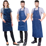 FARTUCH OCHRONNY JEANSOWY REIS FORTE DO GASTRONOMII, PRZEDNI, GRANATOWY