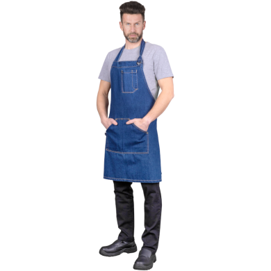 FARTUCH OCHRONNY JEANSOWY REIS FORTE DO GASTRONOMII, PRZEDNI, GRANATOWY