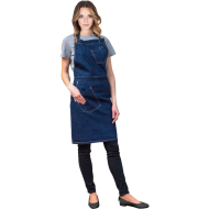 FARTUCH OCHRONNY JEANSOWY REIS FORTE DO GASTRONOMII, PRZEDNI, GRANATOWY