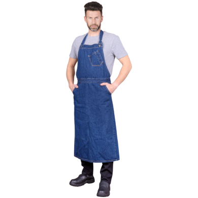 FARTUCH OCHRONNY JEANSOWY REIS FORTE DO GASTRONOMII, PRZEDNI, GRANATOWY