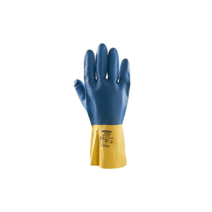 RĘKAWICE ROBOCZE POLSTAR SUMMITECH DUOCHEM PRO. CB-F-06 LATEXOWE POWLEKANE NEOPRENEM 33 CM NIEBIESKO-ŻÓŁTE