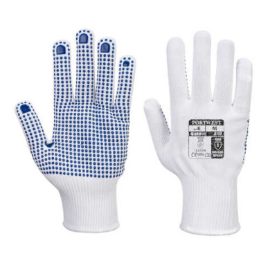 RĘKAWICE ROBOCZE PORTWEST GRIP POLKA PRW-A110 NYLONOWE Z NAKROPIENIEM PVC OGÓLNEGO STOSOWANIA BIAŁO-NIEBIESKIE