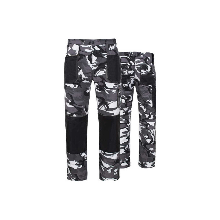 SPODNIE ROBOCZE PROCERA PROTAC CAMO MORO-SZARE POLIESTER BAWEŁNA 260G/M2 7 KIESZENI REGULOWANE