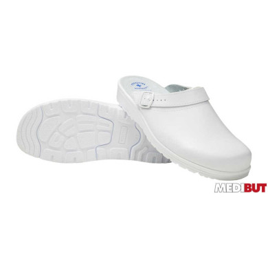 KLAPKI ROBOCZE MEDIBUT BMKLAPASUNI PEŁNE Z PASKIEM ZE SKÓRY BIAŁE KLAPKI ROBOCZE MEDIBUT BMKLAPASUNI PEŁNE Z PASKIEM ZE SKÓRY BIAŁE