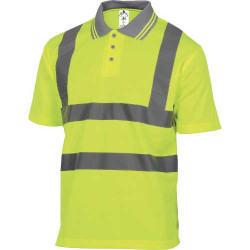 POLO OSTRZEGAWCZE PANOSTYLE Z POLIESTRU KRÓTKI RĘKAW KLASA 2 ŻÓŁTY FLUORESCENCYJNY ROZMIARY M L XXL OFFSHORE