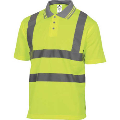 POLO OSTRZEGAWCZE PANOSTYLE Z POLIESTRU KRÓTKI RĘKAW KLASA 2 ŻÓŁTY FLUORESCENCYJNY ROZMIARY M L XXL OFFSHORE