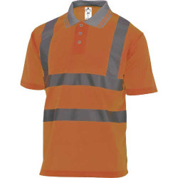 POLO OSTRZEGAWCZE PANOSTYLE Z POLIESTRU KRÓTKI RĘKAW KLASA 2 POMARAŃCZOWY FLUORESCENCYJNY ROZMIARY M L XL XXL OFFSHORE