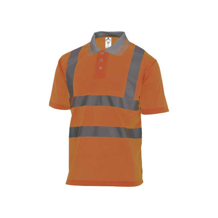 POLO OSTRZEGAWCZE PANOSTYLE Z POLIESTRU KRÓTKI RĘKAW KLASA 2 POMARAŃCZOWY FLUORESCENCYJNY ROZMIARY M L XL XXL OFFSHORE