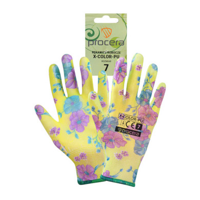 RĘKAWICE ROBOCZE PROCERA X-COLOR-PU ŻÓŁTE ROZMIAR 7 POWLEKANE POLIURETANEM DO PRAC MANUALNYCH