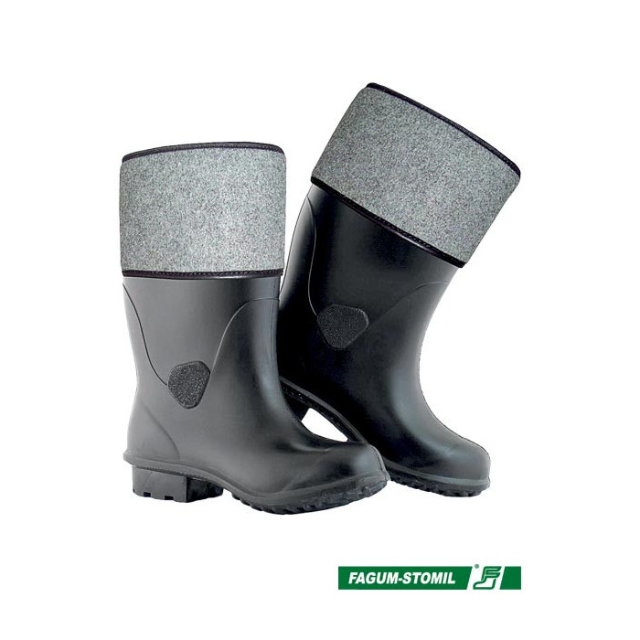 KALOSZE ROBOCZE FAGUM-STOMIL BFBORYNA ANTYPOŚLIZGOWE OCIEPLANE GUMOFILCE CZARNO-SZARE