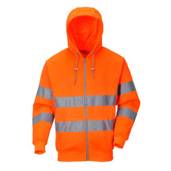 BLUZA ROBOCZA PORTWEST PRW-B305ORR OSTRZEGAWCZA ROZPINANA Z KAPTUREM POMARAŃCZOWA