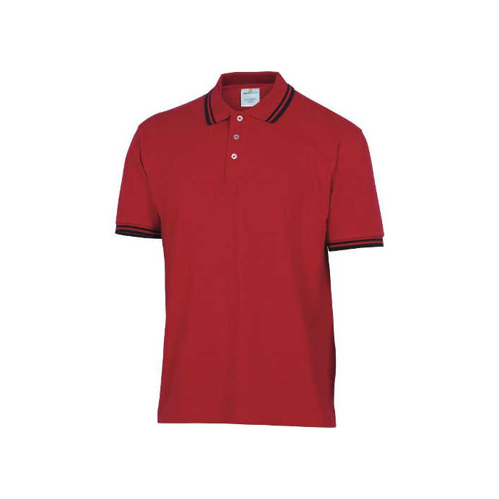 KOSZULKA POLO DELTA PLUS AGRA BAWEŁNIANA CZERWONO CZARNA ROZMIARY S DO 3XL