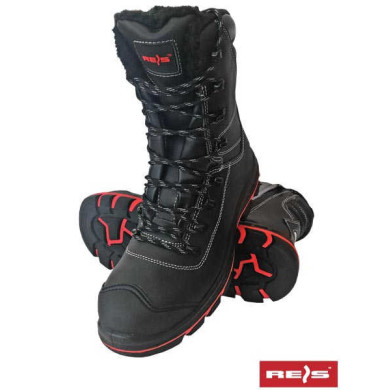 BUTY ROBOCZE REIS BRDIABLO SB FO SRA ZIMOWE ŚNIEGOWCE ZE SKÓRY CZARNO-CZERWONE