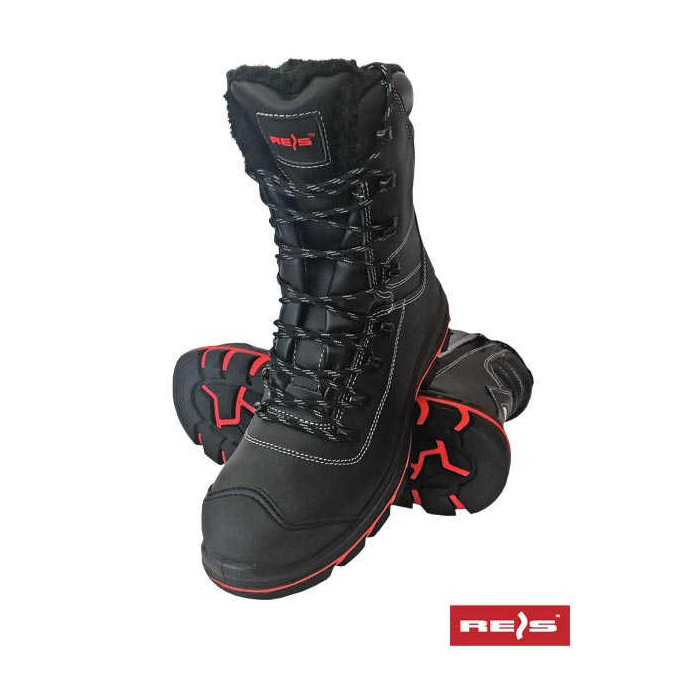 BUTY ROBOCZE REIS BRDIABLO SB FO SRA ZIMOWE ŚNIEGOWCE ZE SKÓRY CZARNO-CZERWONE