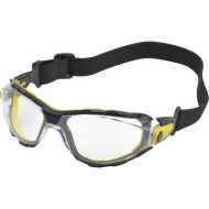 OKULARY OCHRONNE DELTA PLUS PACAYA STRAP POLIWĘGLAN UV NIERYSUJĄCE NIEZAPAROWUJĄCE BEZBARWNE CZARNO-ŻÓŁTE