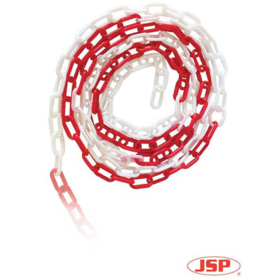 ŁAŃCUCH OCHRONNY JSP ROAD-CHAIN PLASTIKOWY 25M BIAŁO-CZERWONY