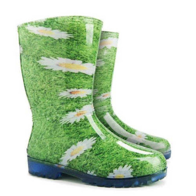 KALOSZE MIEJSKIE DEMAR RAINNY PRINT A 0054, DAMSKIE, PVC, W STOKROTKI, ZIELONE