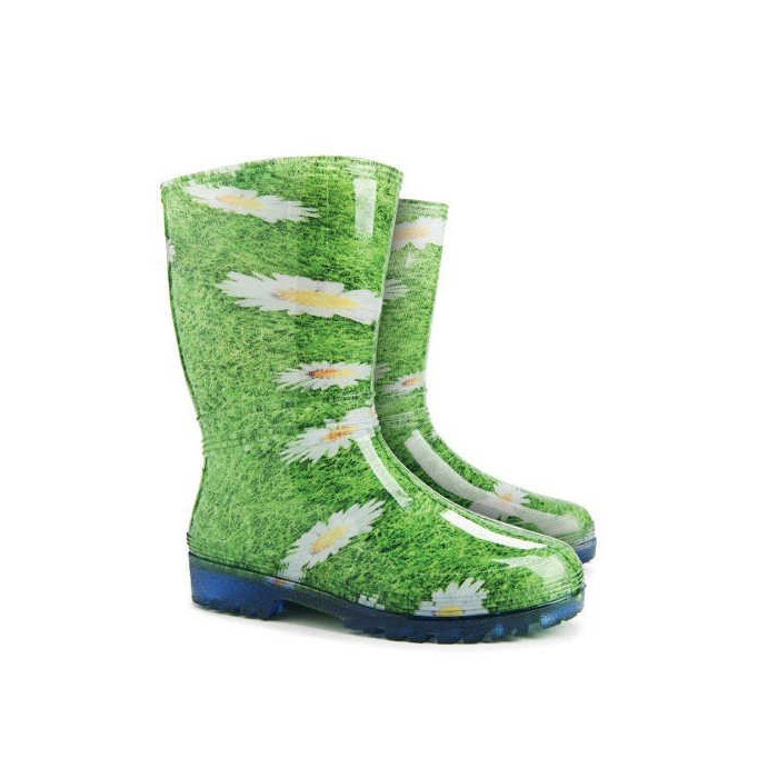 KALOSZE MIEJSKIE DEMAR RAINNY PRINT A 0054, DAMSKIE, PVC, W STOKROTKI, ZIELONE